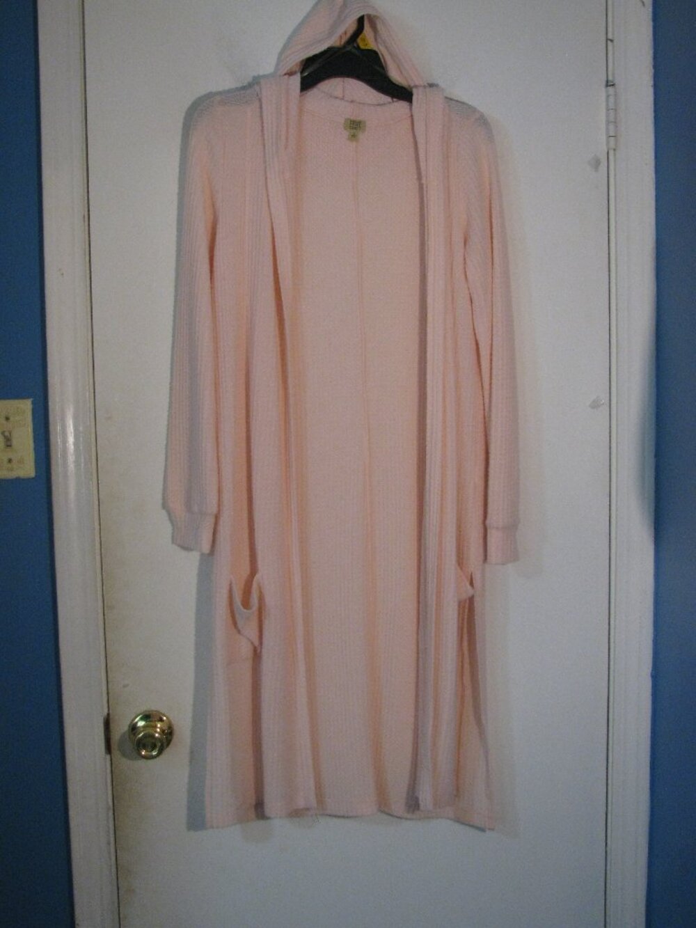 True Craft Open Cardigan Vest Small EUC Pink Waffle Textured Swim Cover